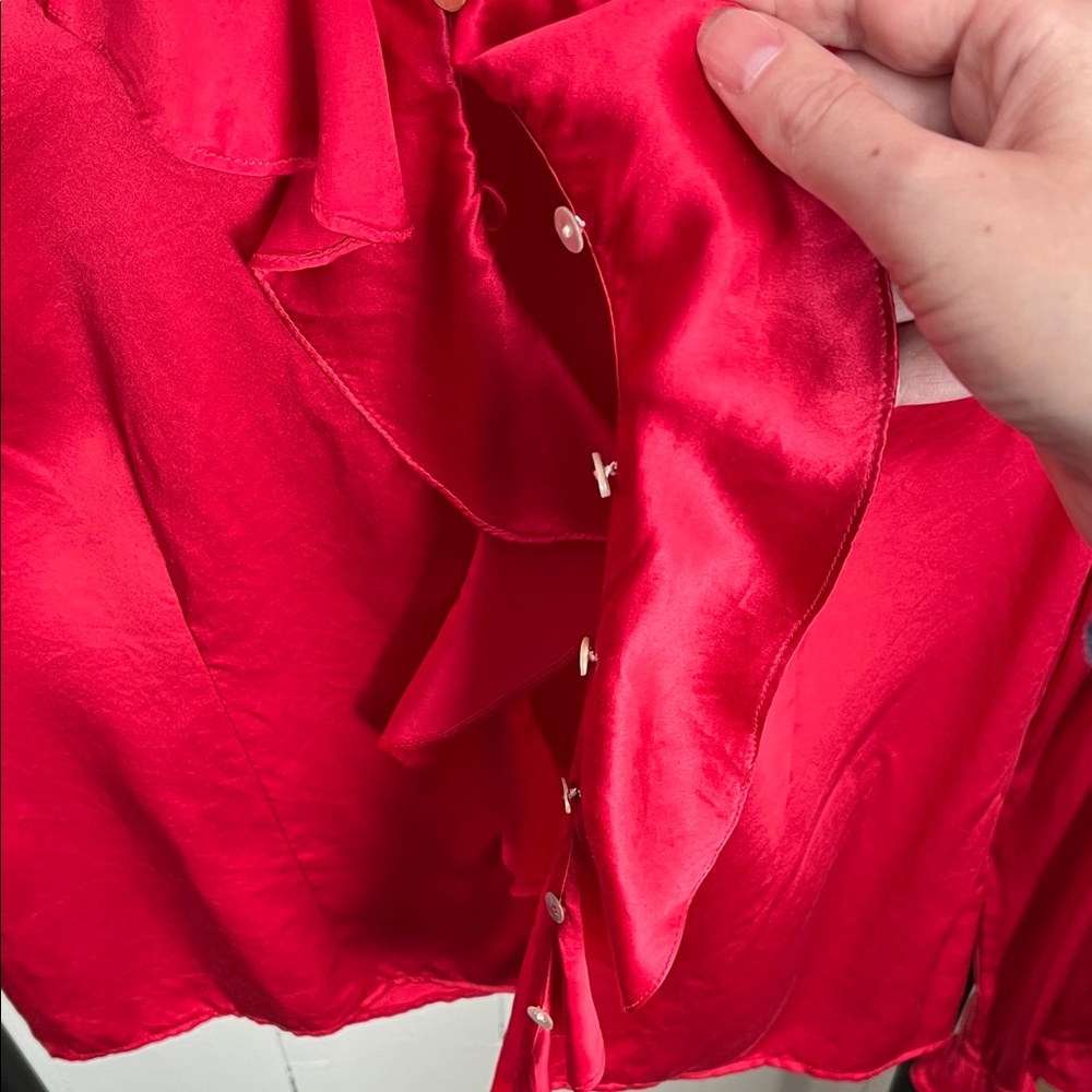 Source Unknown Red Satin Blouse - image 2